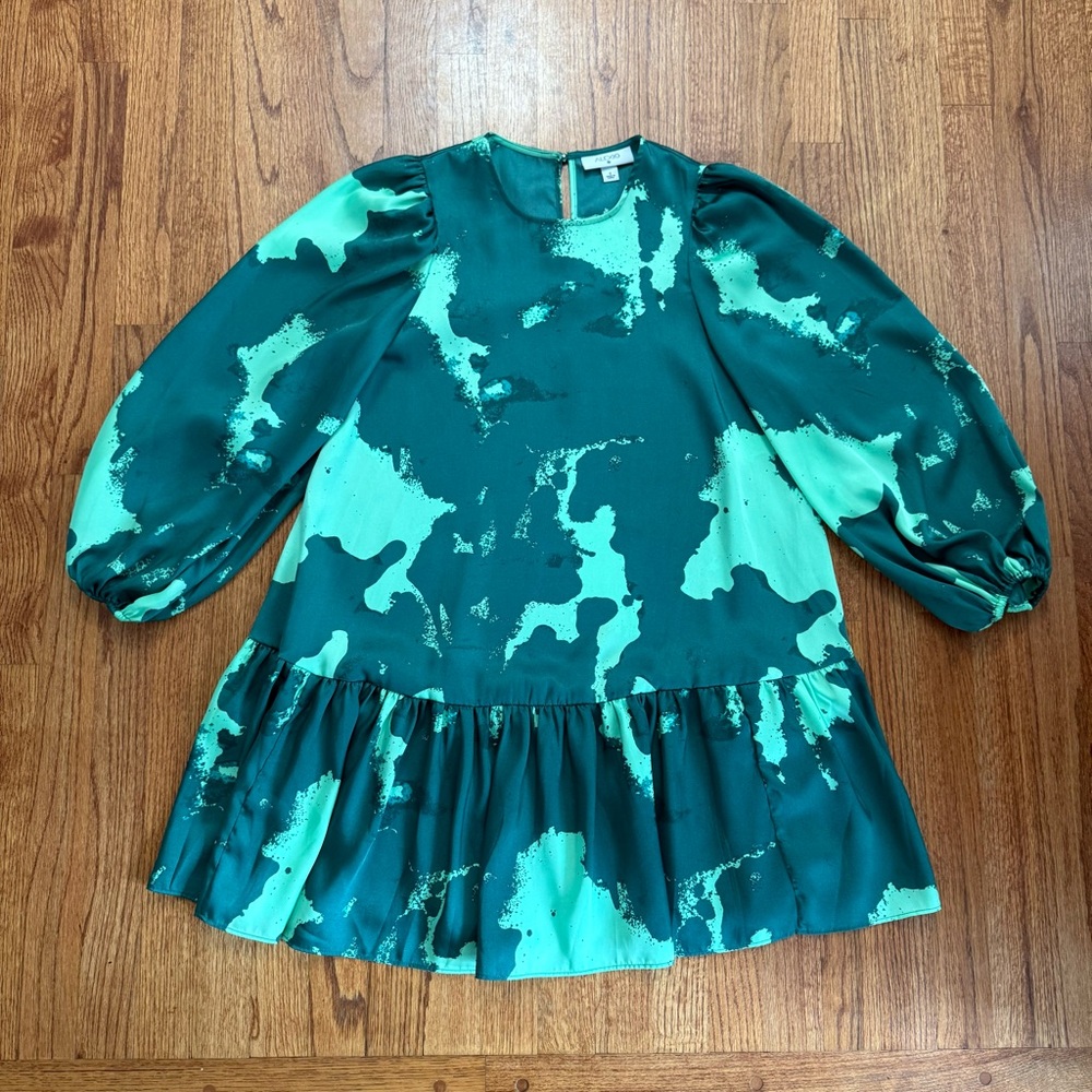 Alexis green print mini dress size S